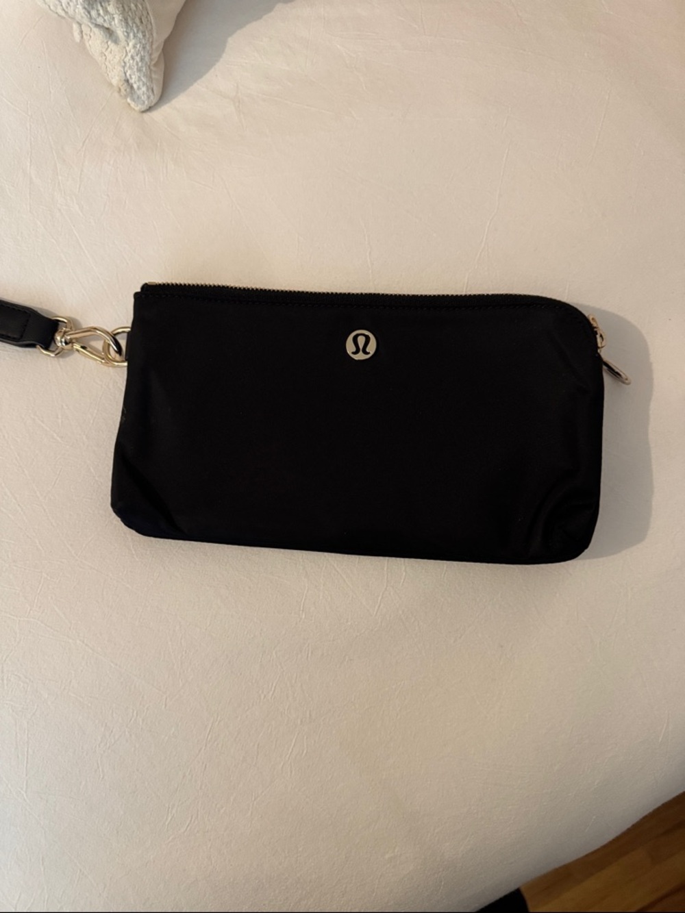lululemon athletica Black Wristlet Pouch with Gold Accents